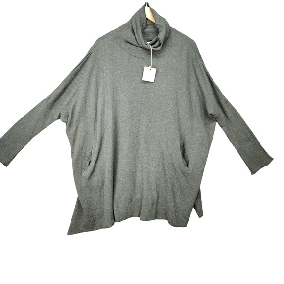 NWT World Market Thermal Pullover Free Size Kimono Sleeve Turtleneck Cotton Nubb - Picture 8 of 16